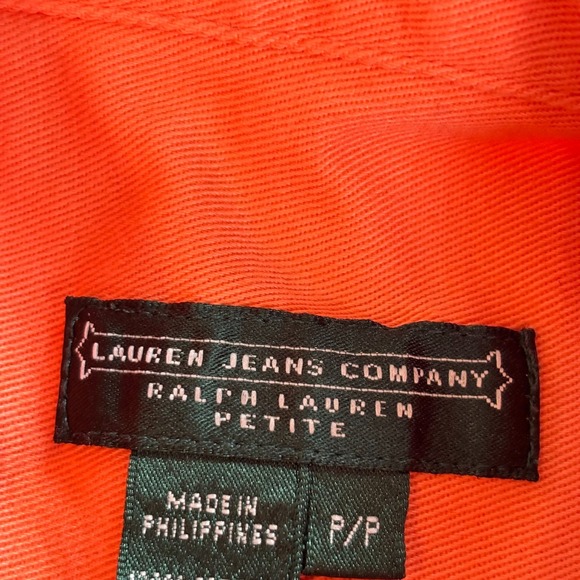 Vtg Ralph Lauren Womens Jacket Denim Orange Small Petite Rustic Cropped 19301x - Picture 4 of 11